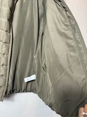 J.Crew Quilted Down Puffer Jacket Olive Green Stand Collar Zip Coat L Style 9732 thumbnail 10
