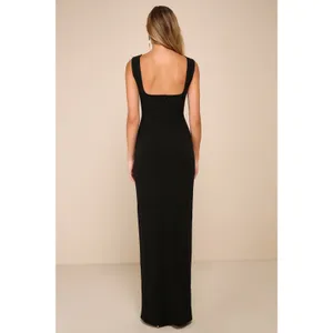NWT Lulus Inspiring Allure Black Square Neck Column Maxi Dress Gala Banquet Sz S thumbnail 3