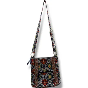 Vera Bradley Original Zip Hipster Crossbody‎ Bag Sun Valley Quilted Navy Orange thumbnail 4