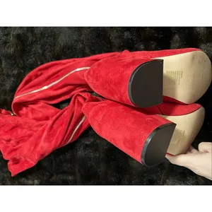 Shoedazzle Nevaeh Tall Zip Up Womens Thigh Boots 10 E Red Heels thumbnail 4