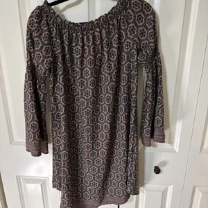 Gilli Made In America Brown Boho Dress Sz Medium. Poetic Sleeves. Cottage Core. thumbnail 3