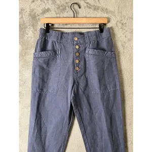Sundance Linen Blend Button Front Tapered Pants Blue Boho Cottagecore Size 6 New thumbnail 2