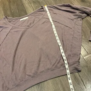 We The Free People Santa Clara V-neck Thermal Top S Oversized Gray Lavender Boho thumbnail 10