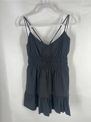 Anthropologie Somerset Tier Spaghetti Strap Mini Dress Black Size L thumbnail 2