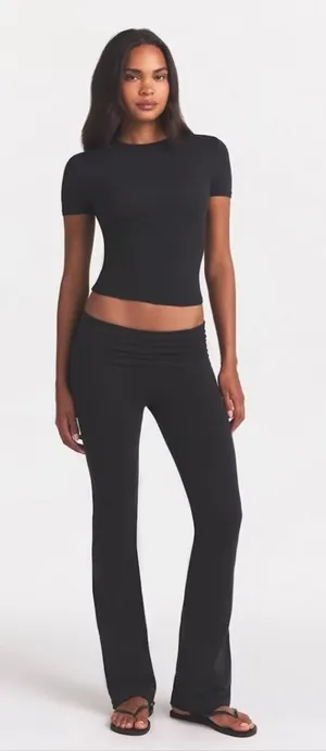 SKIMS Black Cotton Jersey Foldover Pant thumbnail 1