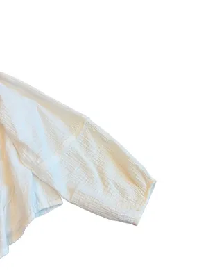 We The Free Ivory Cotton Gauze Popover Blouse Long Sleeve V Neck Small Women's thumbnail 12