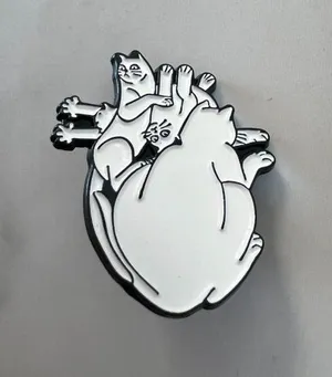 CATS ARE MY HEART Meow Enamel Lapel Pin NEW thumbnail 1