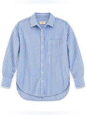 Maeve Anthropologie Women’s XS Blue White Stripe Cotton Button Down Oversized thumbnail 2