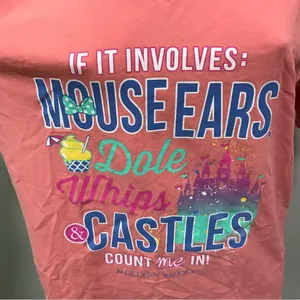 Jadelynn Brooke Disney World T-shirt Mouse Ears Dole Whip Castles Coral Medium thumbnail 3