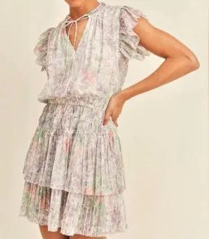 Whimsy floral pastel-colored pleated dress size small thumbnail 1