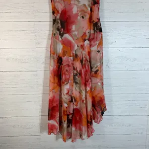 Dressbarn Y2K Chiffon Draped Midi Dress size 14 Pink Floral Silky 2000's thumbnail 12