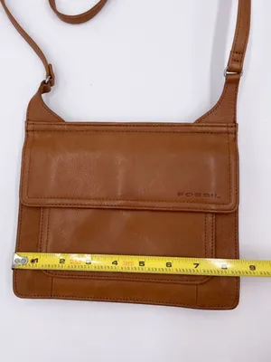 Vintage Fossil Double Sided Flap Crossbody Bag Purse Brown Tan Leather Bohemian thumbnail 12