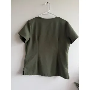 FIGS Technical Collection Women Olive Green V-Neck Short Sleeve Scrub Top Small thumbnail 2
