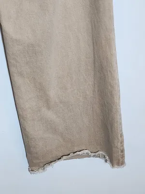 MNG Catherine Distressed Tan Wide Leg Jeans with Cut-Off Hem Size 8 thumbnail 6