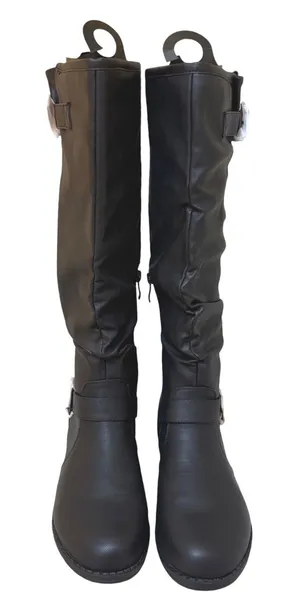 Journey Collection Stormy Boots Black Slouchy Buckle Faux Leather Women Size 9 thumbnail 1