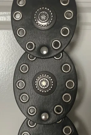 Boho chic black belts circular studded detail thumbnail 1