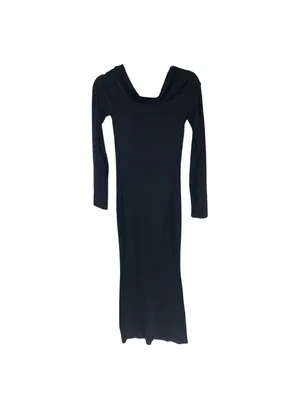 Edikted Dress Slinky Knit Bodycon Maxi Off Shoulder Long Sleeve Black S thumbnail 2