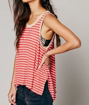 Free People We the Free Strike out XS orange striped tank top thumbnail 1