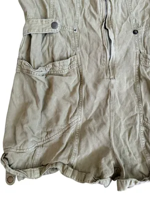 FREE PEOPLE Tan Short Sleeve Romper Size Medium thumbnail 4