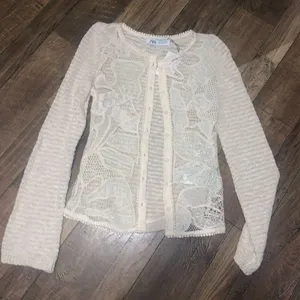 Nwt crochet floral cream cardigan Zara boho classic summer coastal casual s $98 thumbnail 5