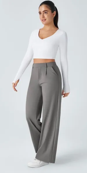 Halara Flex™ High Waisted Pocket Wide Leg Waffle Work Pants thumbnail 1