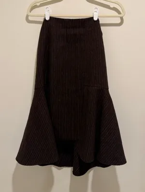 Vintage DAX Brown Pinstripe A-Line Flounce Skirt thumbnail 1