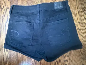 American eagle black high rise shortie denim shorts thumbnail 3