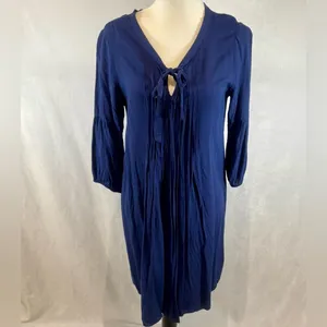 Old Navy long sleeve navy pintuck pleated swing dress size small thumbnail 2