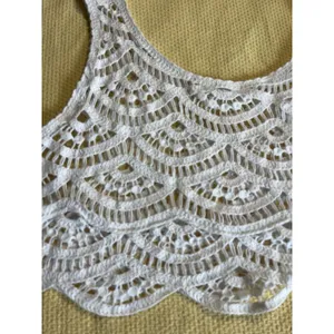 Crochet Crop Top Size M/L Cream Festival Beach Party thumbnail 4