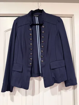 White House Black Market Navy Military-Style Double-Button Blazer‎ est large thumbnail 1