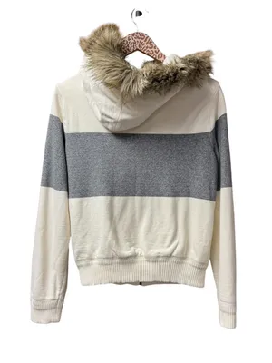 American Eagle Outfitters Faux Fur Hood Sweatshirt Full Zip Large NEW READ Y2K thumbnail 2