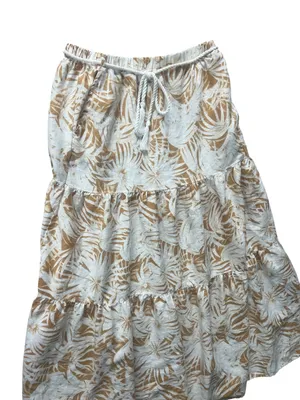 C&C California Cream and Golden Yellow Tropical Tiered Maxi Skirt thumbnail 4