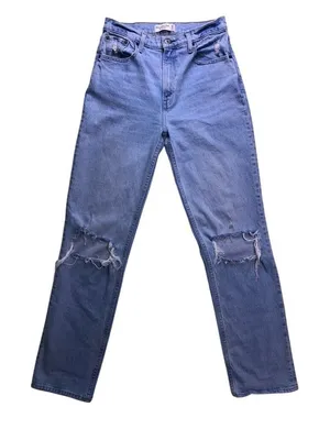 Abercrombie & Fitch 90s Straight Jeans‎ Women 28/6L Light Blue Ripped thumbnail 1
