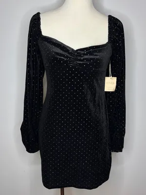 Forever 21 - Black Knit Long Sleeve Dress with Silver Studded Accents thumbnail 1