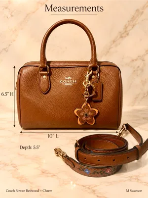 Coach Rowan Redwood Satchel CT841 Floral Strap + Leather Flower Charm Set NWOT thumbnail 5