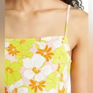 Sanctuary Linen Blend Floral Cami Top Large Multicolor Square Neck Cut Out NWT thumbnail 7