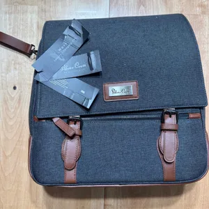 Silver Cross Wave Luxury Changing Diaper Bag Charcoal Gray Brown Trim NWT thumbnail 2