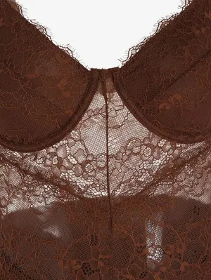 Sexy Brown Spagetti Lace Bustier Long Slit Maxi Bodycon Valentine Day Sexy Dress Mesh Lace Nwot Bodycon thumbnail 6