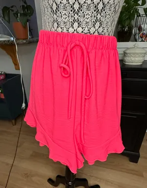 FashioNova Hot Pink Ruffle Shorts thumbnail 1