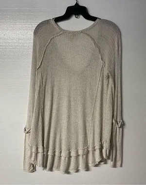 We The Free Free People Laguna Light Beige Thermal Long Sleeve Top Women Size XS Thumb Holes thumbnail 8