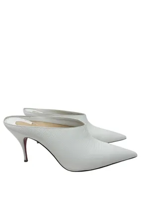 Christian Louboutin Zarli Quart White Leather Pointed Toe Mules Size 39.5 thumbnail 2