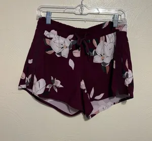 Athleta Floral Athletic Running Shorts Burgundy Pink Women’s Size 4 thumbnail 1
