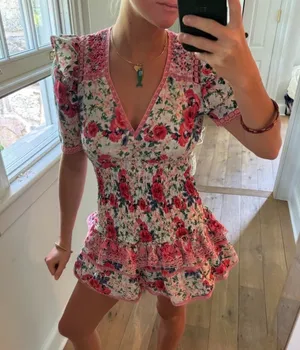 Loveshackfancy Rena Floral Mini Dress Size Medium thumbnail 4