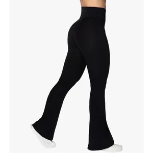 Black Extra High Rise Wide Leg Crossover Flare Active Leggings Gym Yoga Shaping thumbnail 2