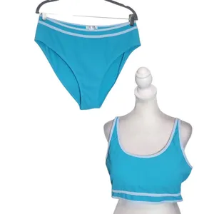 AI'MAGE Blue Bikini with Light Blue Trim and High Waist Bottoms NWT Size 2XL thumbnail 2