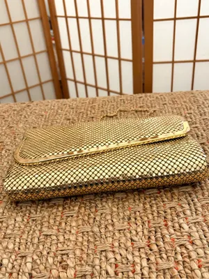Gold Mesh Evening Clutch handbag with Chain Strap thumbnail 7