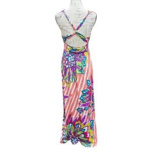 Flying Tomato Floral Striped Maxi Dress V-Neck Open Back ID10766 Multicolor M thumbnail 6
