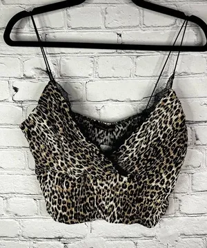 Endless Blu Holding‎ On Lace Leopard crop top size large new with tags Black thumbnail 1