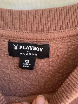 PacSun playboy brown white daisy floral sleeve crewneck sweatshirt loungewear XS thumbnail 5