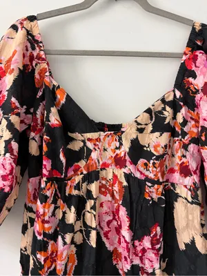 Anthropologie Blossom Floral Puffed Sleeve Tiered Boho Cottagecore Maxi Dress M thumbnail 4